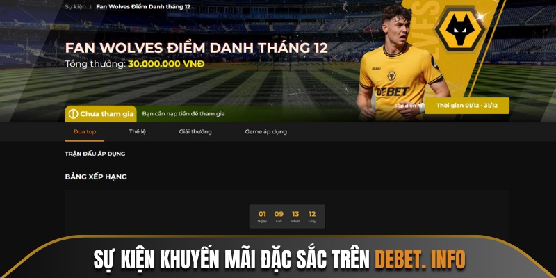 Các sự kiện tặng quà rực lửa chỉ có trên Debet